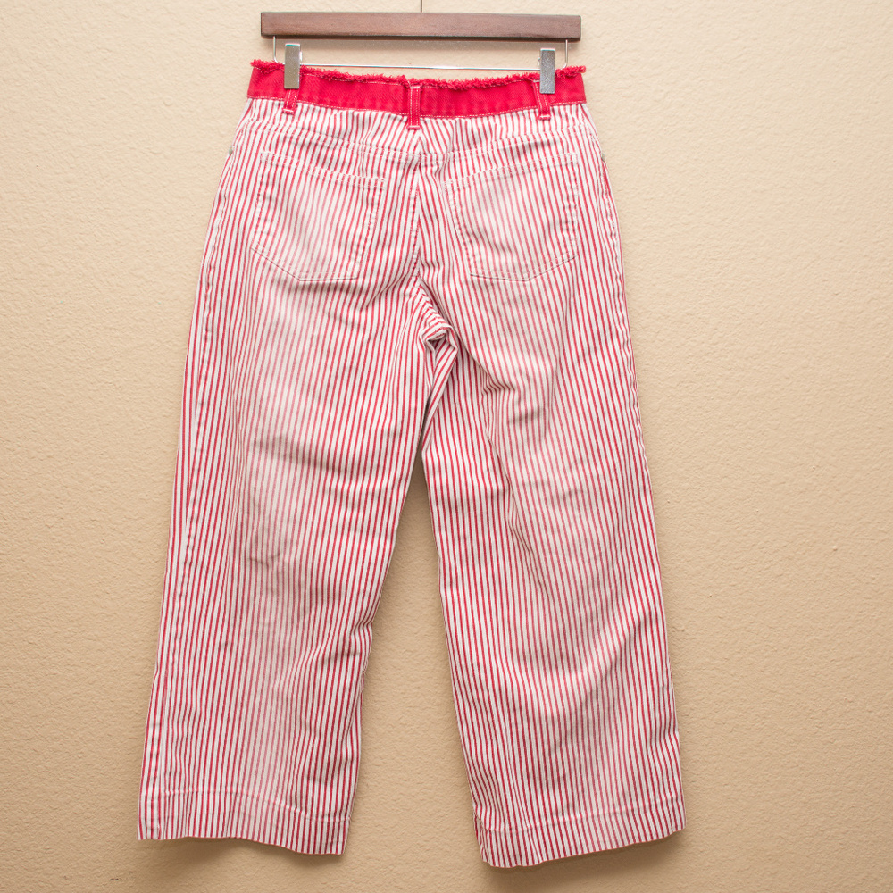No Boundaries Red Pin Stripe Wide Leg Crop Pants - Picture 7 of 7